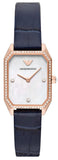 Buy Shop Emporio Armani Gianni T Bar Quartz Mother of Pearl Dial Blue Leather Strap Watch For Women - AR11466 USA Online