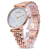 Buy Shop Emporio Armani Gianni T Bar Quartz Mother of Pearl Dial Rose Gold Steel Strap Watch For Women - AR11385 USA Online