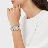 Buy Shop Emporio Armani Gianni T-Bar Quartz Mother of Pearl Dial Silver Mesh Bracelet Watch For Women - AR11319 USA Online