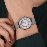 Buy Shop Emporio Armani Gianni T-Bar Quartz Mother of Pearl Dial Silver Mesh Bracelet Watch For Women - AR11319 USA Online