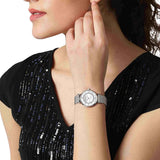 Buy Shop Emporio Armani Gianni T-Bar Quartz Mother of Pearl Dial Silver Mesh Bracelet Watch For Women - AR11319 USA Online