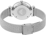 Buy Shop Emporio Armani Gianni T-Bar Quartz Mother of Pearl Dial Silver Mesh Bracelet Watch For Women - AR11319 USA Online