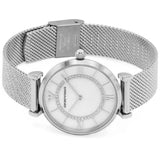 Buy Shop Emporio Armani Gianni T-Bar Quartz Mother of Pearl Dial Silver Mesh Bracelet Watch For Women - AR11319 USA Online