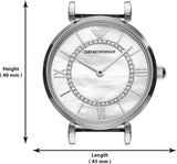 Buy Shop Emporio Armani Gianni T-Bar Quartz Mother of Pearl Dial Silver Mesh Bracelet Watch For Women - AR11319 USA Online