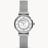 Buy Shop Emporio Armani Gianni T-Bar Quartz Mother of Pearl Dial Silver Mesh Bracelet Watch For Women - AR11319 USA Online