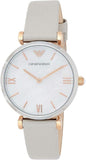 Buy Shop Emporio Armani Gianni T Bar Quartz Mother of Pearl Dial White Leather Strap Watch For Women - AR1965 USA Online