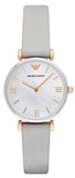 Buy Shop Emporio Armani Gianni T Bar Quartz Mother of Pearl Dial White Leather Strap Watch For Women - AR1965 USA Online