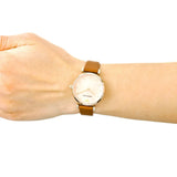 Buy Shop Emporio Armani Gianni T Bar Quartz Pink Mother of Pearl Dial Brown Leather Strap Watch For Women - AR1960 USA Online