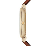 Buy Shop Emporio Armani Gianni T Bar Quartz Pink Mother of Pearl Dial Brown Leather Strap Watch For Women - AR1960 USA Online