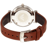 Buy Shop Emporio Armani Gianni T Bar Quartz Pink Mother of Pearl Dial Brown Leather Strap Watch For Women - AR1960 USA Online