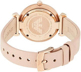Buy Shop Emporio Armani Gianni T-Bar Quartz Rose Gold Dial Pink Leather Strap Watch For Women - AR11001 USA Online