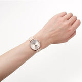 Buy Shop Emporio Armani Gianni T-Bar Quartz Rose Gold Dial Pink Leather Strap Watch For Women - AR11001 USA Online