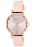 Buy Shop Emporio Armani Gianni T-Bar Quartz Rose Gold Dial Pink Leather Strap Watch For Women - AR11001 USA Online