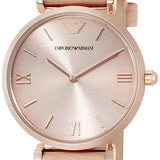 Buy Shop Emporio Armani Gianni T-Bar Quartz Rose Gold Dial Pink Leather Strap Watch For Women - AR11001 USA Online