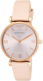 Buy Shop Emporio Armani Gianni T-Bar Quartz Rose Gold Dial Pink Leather Strap Watch For Women - AR11001 USA Online