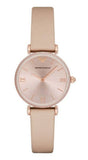 Buy Shop Emporio Armani Gianni T-Bar Quartz Rose Gold Dial Pink Leather Strap Watch For Women - AR11001 USA Online