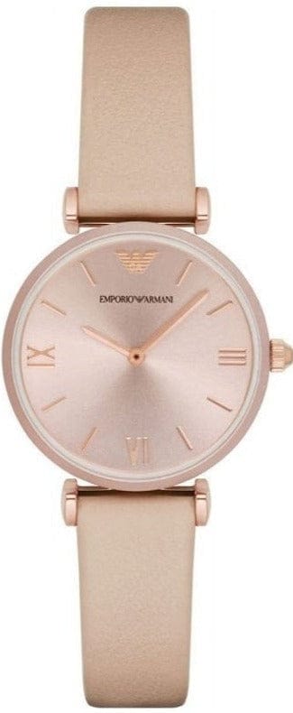 Buy Shop Emporio Armani Gianni T-Bar Quartz Rose Gold Dial Pink Leather Strap Watch For Women - AR11001 USA Online