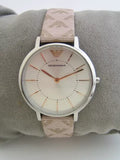Buy Shop Emporio Armani Gianni T Bar Quartz Silver Dial Beige Leather Strap Watch For Women - AR80007 USA Online