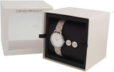 Buy Shop Emporio Armani Gianni T Bar Quartz Silver Dial Beige Leather Strap Watch For Women - AR80007 USA Online