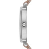 Buy Shop Emporio Armani Gianni T Bar Quartz Silver Dial Beige Leather Strap Watch For Women - AR80007 USA Online
