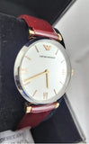 Buy Shop Emporio Armani Gianni T-Bar Quartz Silver Dial Brown Leather Strap Watch For Women - AR11061 USA Online