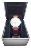 Buy Shop Emporio Armani Gianni T-Bar Quartz Silver Dial Brown Leather Strap Watch For Women - AR11061 USA Online