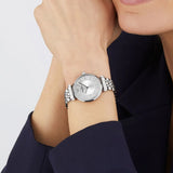 Buy Shop Emporio Armani Gianni T-Bar Quartz Silver Dial Silver Steel Strap Watch For Women - AR11445 USA Online