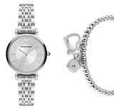Buy Shop Emporio Armani Gianni T-Bar Quartz Silver Dial Silver Steel Strap Watch For Women - AR11445 USA Online