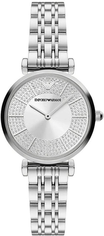 Buy Shop Emporio Armani Gianni T-Bar Quartz Silver Dial Silver Steel Strap Watch For Women - AR11445 USA Online