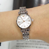 Buy Shop Emporio Armani Gianni T Bar Quartz Silver Dial Silver Steel Strap Watch For Women - AR1935 USA Online