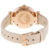 Buy Shop Emporio Armani Gianni T Bar Quartz White Dial Beige Leather Strap Watch For Women - AR1927 USA Online