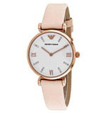 Buy Shop Emporio Armani Gianni T Bar Quartz White Dial Beige Leather Strap Watch For Women - AR1927 USA Online