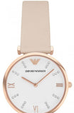 Buy Shop Emporio Armani Gianni T Bar Quartz White Dial Beige Leather Strap Watch For Women - AR1927 USA Online