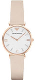 Buy Shop Emporio Armani Gianni T Bar Quartz White Dial Beige Leather Strap Watch For Women - AR1927 USA Online