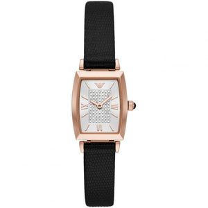 Buy Shop Emporio Armani Gianni T Bar Quartz White Dial Black Leather Strap Watch For Women - AR11408 USA Online
