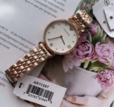 Buy Shop Emporio Armani Gianni T-Bar Quartz White Dial Rose Gold Steel Strap Watch For Women - AR11267 USA Online