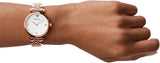 Buy Shop Emporio Armani Gianni T-Bar Quartz White Dial Rose Gold Steel Strap Watch For Women - AR11267 USA Online