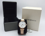 Buy Shop Emporio Armani Gianni T-Bar Quartz White Dial Rose Gold Steel Strap Watch For Women - AR11267 USA Online