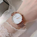 Buy Shop Emporio Armani Gianni T-Bar Quartz White Dial Rose Gold Steel Strap Watch For Women - AR11267 USA Online