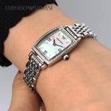 Buy Shop Emporio Armani Gianni T-Bar Quartz White Dial Silver Steel Strap Watch For Women - AR11405 USA Online
