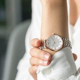 Buy Shop Emporio Armani Gianni T Bar Quartz White Dial Two Tone Steel Strap Watch For Women - AR80035 USA Online