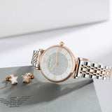 Buy Shop Emporio Armani Gianni T Bar Quartz White Dial Two Tone Steel Strap Watch For Women - AR80035 USA Online