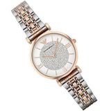 Buy Shop Emporio Armani Gianni T Bar Quartz White Dial Two Tone Steel Strap Watch For Women - AR80035 USA Online