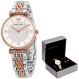 Buy Shop Emporio Armani Gianni T Bar Quartz White Dial Two Tone Steel Strap Watch For Women - AR80035 USA Online