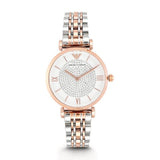 Buy Shop Emporio Armani Gianni T Bar Quartz White Dial Two Tone Steel Strap Watch For Women - AR80035 USA Online
