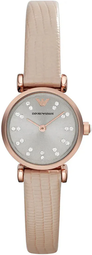 Buy Shop Emporio Armani Gianni T-Bar Silver Dial Beige Leather Strap Watch for Women - AR1687 USA Online