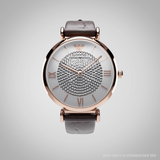 Buy Shop Emporio Armani Gianni T-Bar Silver Dial Brown Leather Strap Watch For Women - AR11269 USA Online