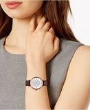 Buy Shop Emporio Armani Gianni T-Bar Silver Dial Brown Leather Strap Watch For Women - AR11269 USA Online