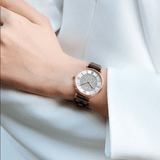 Buy Shop Emporio Armani Gianni T-Bar Silver Dial Brown Leather Strap Watch For Women - AR11269 USA Online