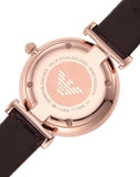 Buy Shop Emporio Armani Gianni T-Bar Silver Dial Brown Leather Strap Watch For Women - AR11269 USA Online